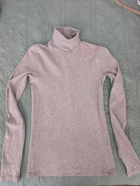 Everlane The Luxe Rib Turtleneck Size Small Ribbed Basic Heathered Meringue